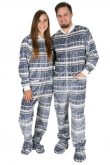 Silver Christmas Kajamaz: Adult Footed Onesie